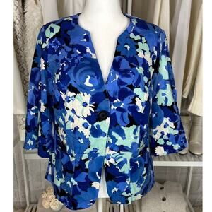 Briggs New York Women's Size 16W Blue Floral One Button Blazer #0463